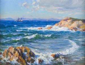 Voilier Au Large De L'ile De Porquerolles by Adolphe-Louis Gaussen