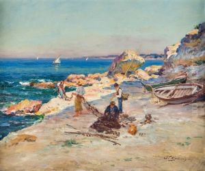 Les Remailleurs De Filets by Adolphe-Louis Gaussen
