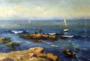 Rochers En Bord De Mer by Adolphe-Louis Gaussen