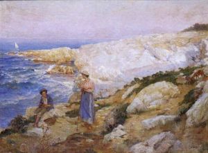 Pecheur Et Bergere Aux Goudes - Marseille by Adolphe-Louis Gaussen