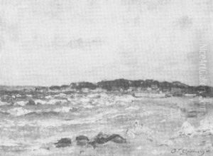 Badestrand Bei Marseille by Adolphe-Louis Gaussen