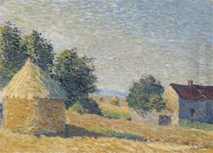 Paysage Aux Meules De Foins by Leo Gausson
