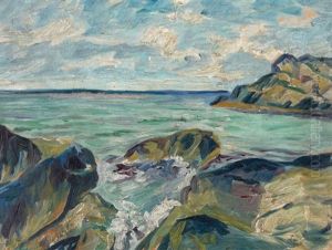 Paysage Maritime Aux Rochers by Leo Gausson