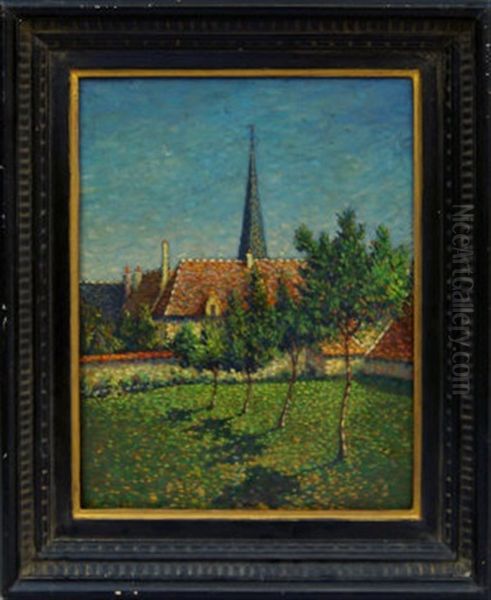View Of A Back Garden And Church - view 1