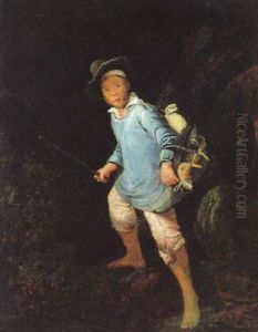 Junger Fallensteller Unterwegs Im Wald by Charles Gabriel Gauthier