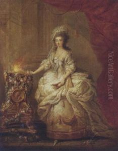 Portrait Of A Lady (marie-antoinette?) Dressed As A Vestal Virgin