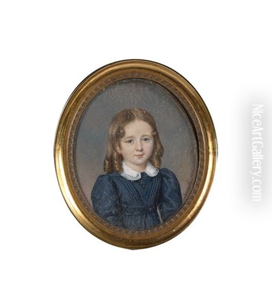 Portrait De Jeune Fille En Robe Bleue - view 1