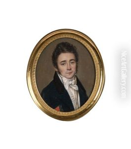 Portrait D'homme En Redingote Bleue A Col De Velours Noir by Pierre Edouard Gautier dagoty