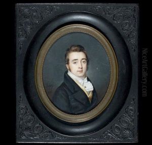 Portrait D'homme En Redingote Bleue, Gilet Jaune Et Cravate Blanche
