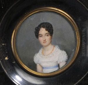 Portrait De Jeune Fille Au Collier Et A La Robe Dentelee by Pierre Edouard Gautier dagoty