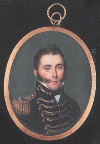 A British Officer Wearing Dark Blue Uniform With Black Facings, Gold Epaulette And Frogging - view 1