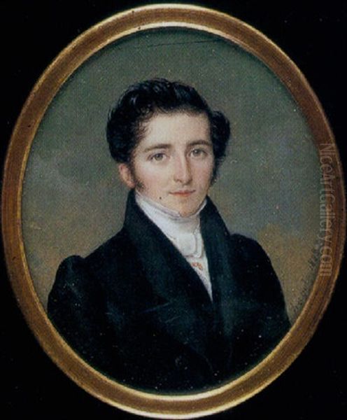 Portrait Of A Gentleman, In Black Coat, Waistcoat, White Shirt, Stock And Gold Tie-pin - view 1