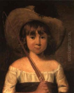 Portrait D'une Jeune Fille Portant Un Chapeau Et Tenant Une Cravache by Pierre Edouard Gautier dagoty