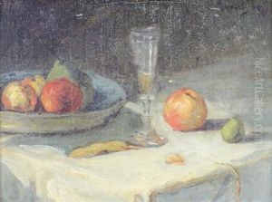 Nature Morte Aux Pommes Et Verre De Vin, 1871 (?) by Armand Gautier