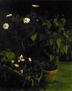 Plante En Pot, Marguerites Et Panier De Fleurs by Armand Gautier
