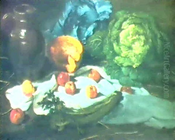 Still Life With A Pitcher, A Melon, Cabbages, Celery And    Apples - view 1