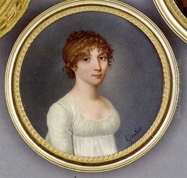 A Girl In White Dress, Her Brown Hair Plaited And Curled - view 1