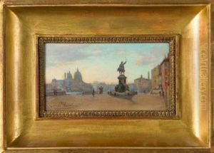 Blick Auf Das Denkmal Vittorio Emanuele Ii In Venedig by Louis Francois Leon Gautier
