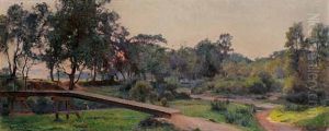 La Passerelle Sur L"arc, Aix En Provence by Louis Francois Leon Gautier