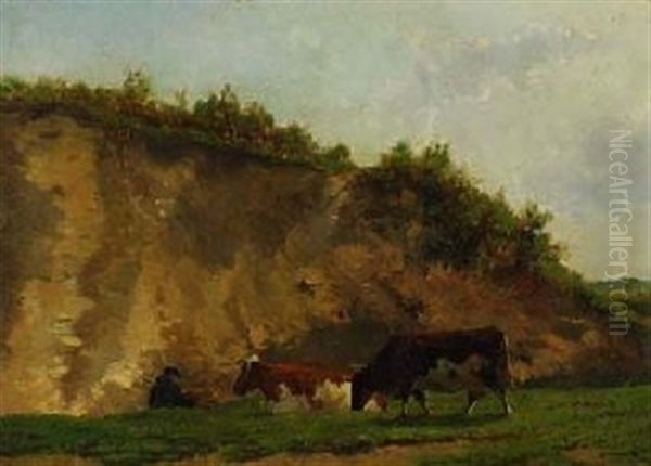 Hirte Mit Zwei Kuhen Im Steinbruch - view 1