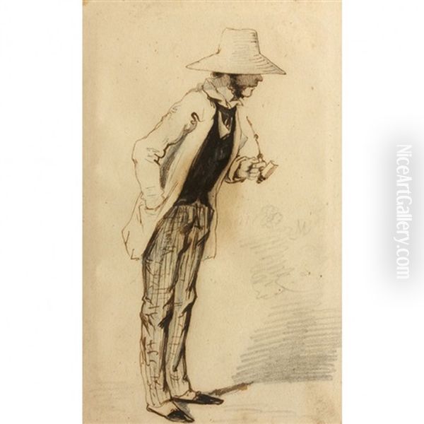 Homme En Pied Fumant La Pipe - view 1