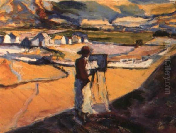 Artist Painting At An Easel - view 1
