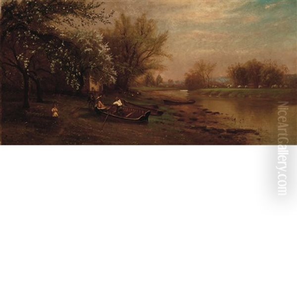 Children At Play In A Rowboat - view 1