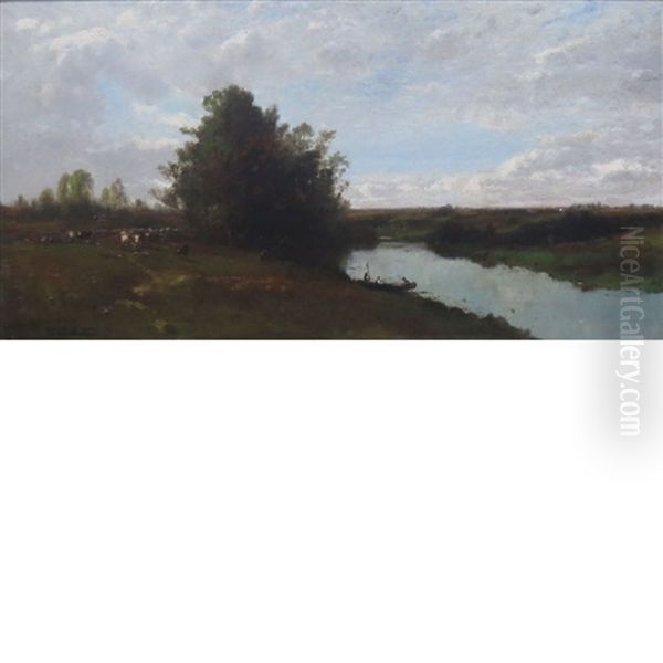 Boaters Along A River - view 1