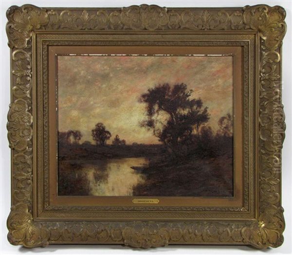 Untitled (sunset View Of River With Man In Canoe) - view 1