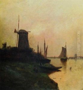 Gathering Salt Hay, Inlet On Long Island by Edward B. Gay
