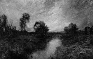 River Landscape, Sunset River Landscape, Sunset
