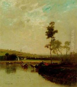 Boats Along The River by Edward B. Gay