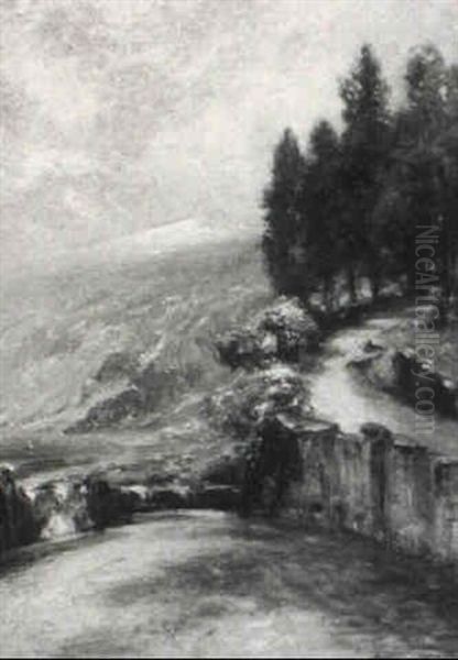 View From The Road To Harbor And Distant Mountains - view 1