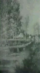 Across The Plank Bridge/an Autumnal View by George Howell Gay