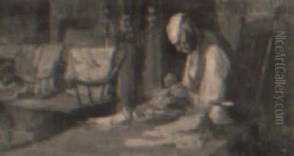 Man Sewing - view 1