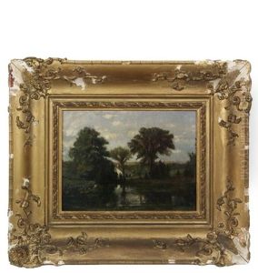 Pastoral Landscape With Pond And Cottage by Winckworth Allan Gay