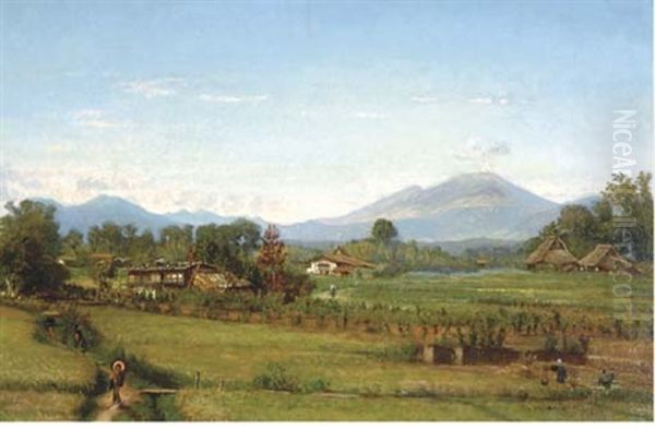An Extensive Landscape With Pastures, Mount Fuji Beyond - view 1