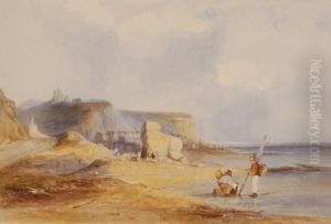 Watercolour,coastal View Towards Hastings, Signed With Initials, 7"x10.5"