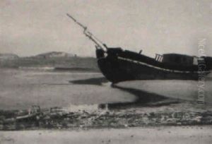 Stranded Hull Looking Down Nantasket Beach Toward Boston Light