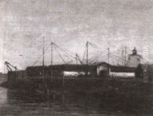 Lighthouse And Building On Waterfront by Winckworth Allan Gay