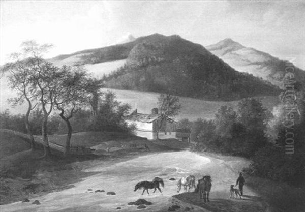 Fluslandschaft Mit Pferden - view 1