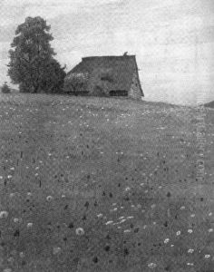 Bauernhaus Uber Bluhendem Wiesenhang