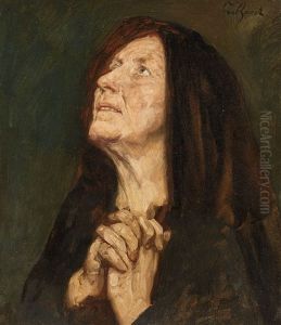Woman Praying (study For A Madonna?) by Eduard Karl Franz von Gebhardt