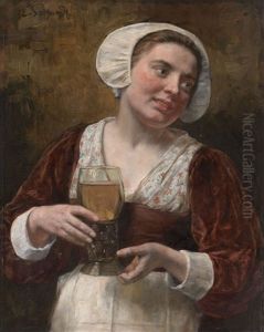 A Young Woman With A Wineglass