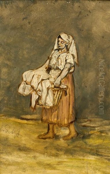 Frau Mit Waschekorb - view 1
