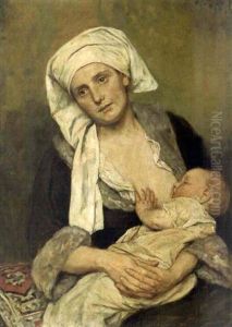 Woman Nursing A Child by Eduard Karl Franz von Gebhardt