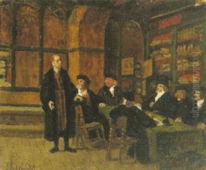 Interieur Mit Advokaten An Einem Tisch by Eduard Karl Franz von Gebhardt