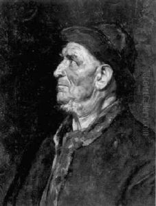 Bauernportrait Mit Grunem Wams by Eduard Karl Franz von Gebhardt