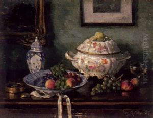 Stilleben Mit Fruchten Und Porzellanterrine by Ignatz Heinrich Gebhardt
