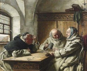 Diskutierende Monche by Karl Gebhardt